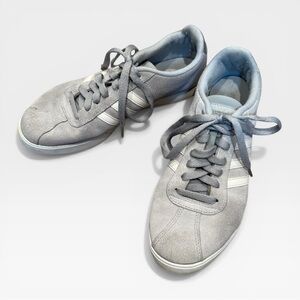 adidas Light Gray Suede Low-Top Sneakers with White Stripes